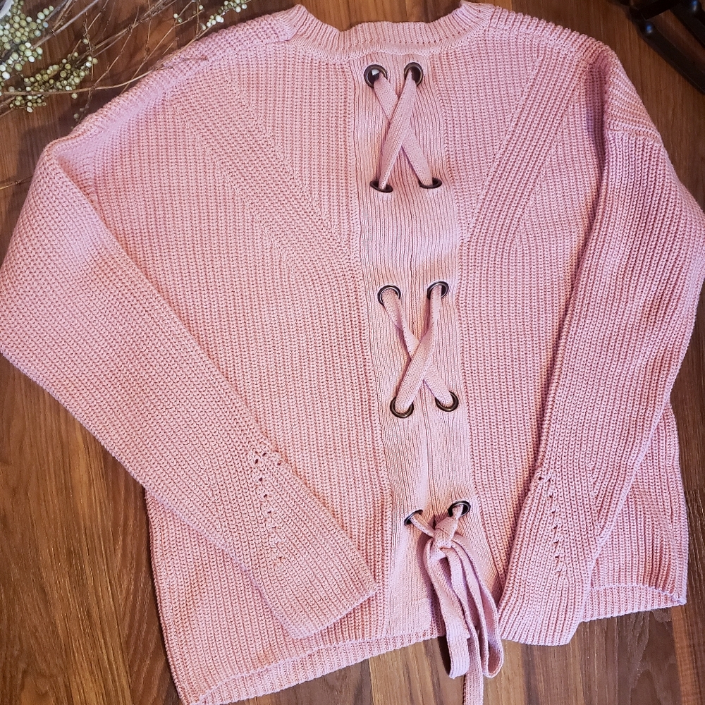 Lucky Brand Ribbon back sweater light pink